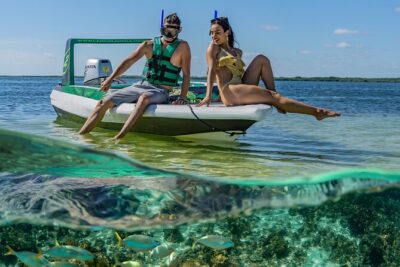 3 in 1 Jungle Speedboat and Snorkeling in Cancun - Stop 1 at Marina Chac Chi: orientation, lockers, and boat setup