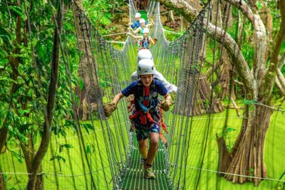 Adrenaline Adventure, Zip Line, ATV and Cenote Maya - Treetop zip lines and hanging bridges: the pace shift that makes it special