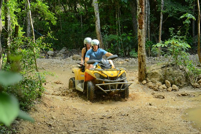 ATV Single & Zip Line from Cancun - Cenote jump and underground river: where swim ability counts