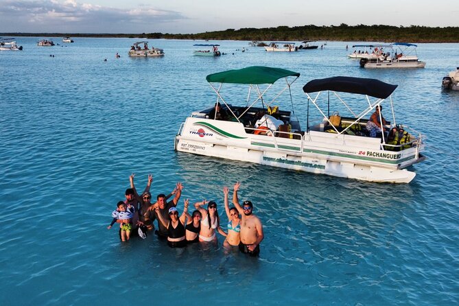 Bacalar 7 Colors Lagoon Full Day Adventure from Cancun - Balneario Marmol and the pontoon ride over lagoon blues