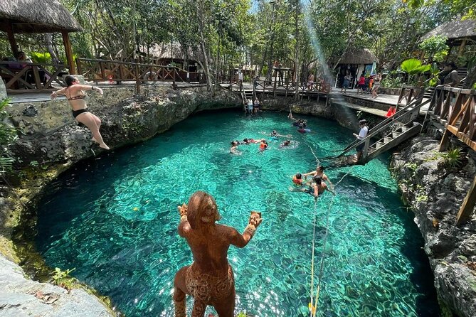 Eco Adventure At 3 Cenotes & 1 Lagoon ! From Cancun & Riviera - Laguna Kaan Luum: a lagoon where the center looks different