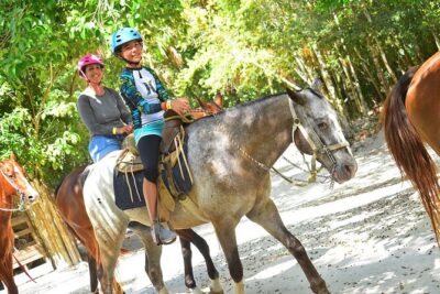 Horseback riding and ATV in the jungle, Ziplines, Cenote & Lunch - Zipline circuit: jungle views with helmet-on confidence