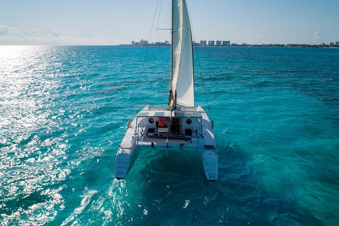 Private Catamaran from Cancun to Isla Mujeres | For up to 40 pp - Spinnaker Sail “Fly” Moment: Fun Physics, Not Just a Photo Op