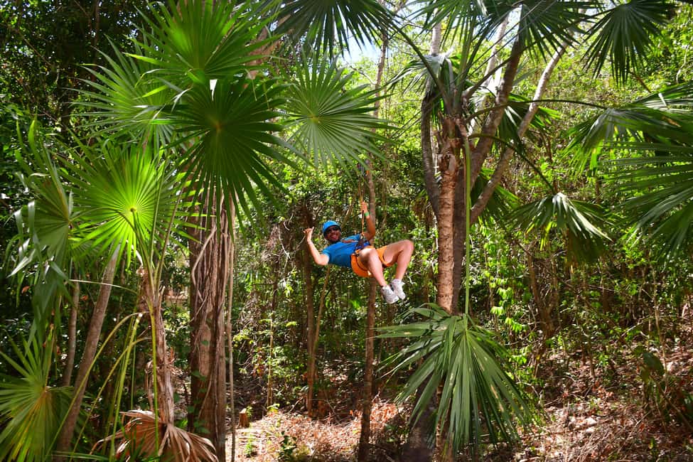 Rio Secreto Nature Reserve: Bicycle, Rappel & Ziplines Tour - Three ziplines through the trees: fun, fast, and team-supported