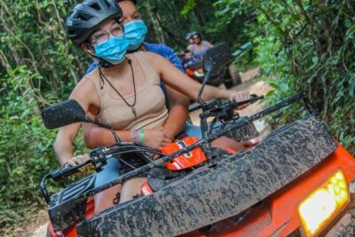 Shared ATV's and Zip Lines and Swimming in a Real Cenote. - Getting to Cenotes Kin-Ha: the transfer time is part of the deal