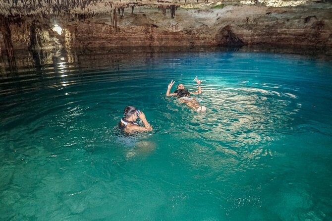 The Best Adrenaline Park! ATV´s Ziplines & Cenote swim experience from Cancun - The cenote swim: cold water, limestone sinkhole magic